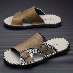 Men's Casual Slip On Slide Sandals with Buckle Strap