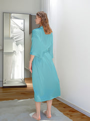 Satin Lounge Robe V Neck 3 4 Sleeve with Belt Women's Loungewear