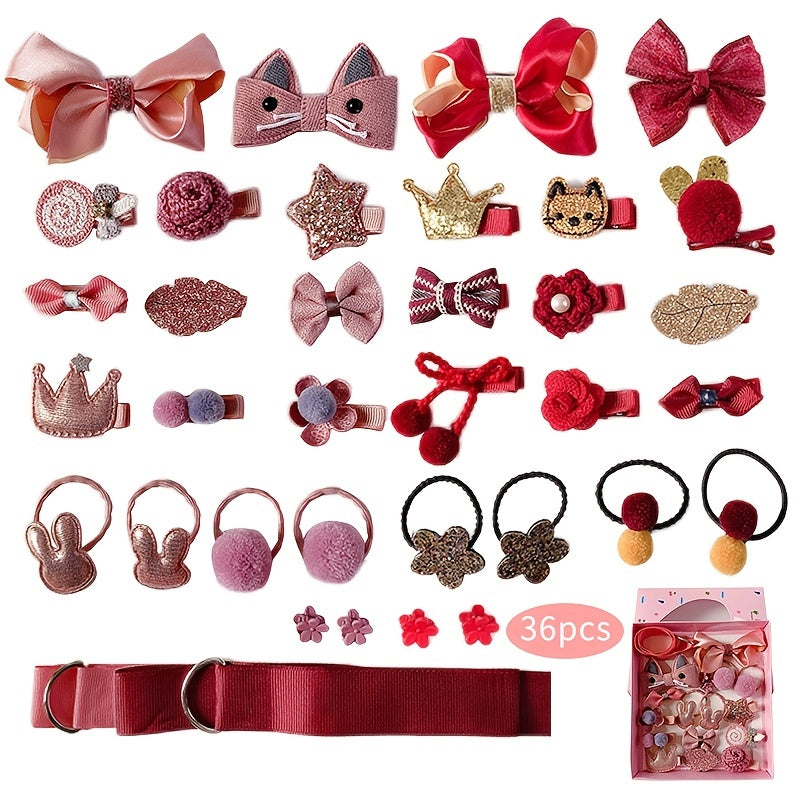 Baby Girls Cartoon Hair Ties Hair Clips Set, Holiday Gift