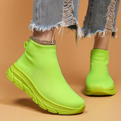 Breathable Slip-On Mesh Running Shoes Soft Comfortable Heighten Sneakers