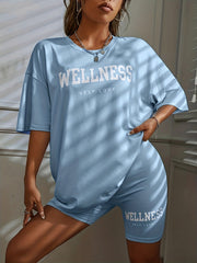 Casual T-shirt & Shorts Set High Waist Skinny Outfit Women's Clothing