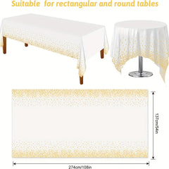 Golden Polka Dot Tablecloth for 8ft Rectangular Tables
