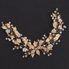 Faux Pearl Leaf Hairband Headband Rhinestone Wedding Hair Accessory