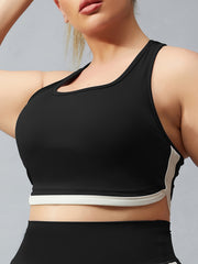 Plus Size Sports Bra Women's Plus Contrast Binding Racer Back Wireless Soft Fit