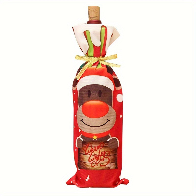 Christmas Wine Bottle Bag Santa Snowman Deer Red Wine Set