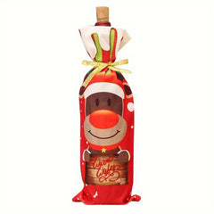 Christmas Wine Bottle Bag Santa Snowman Deer Red Wine Set