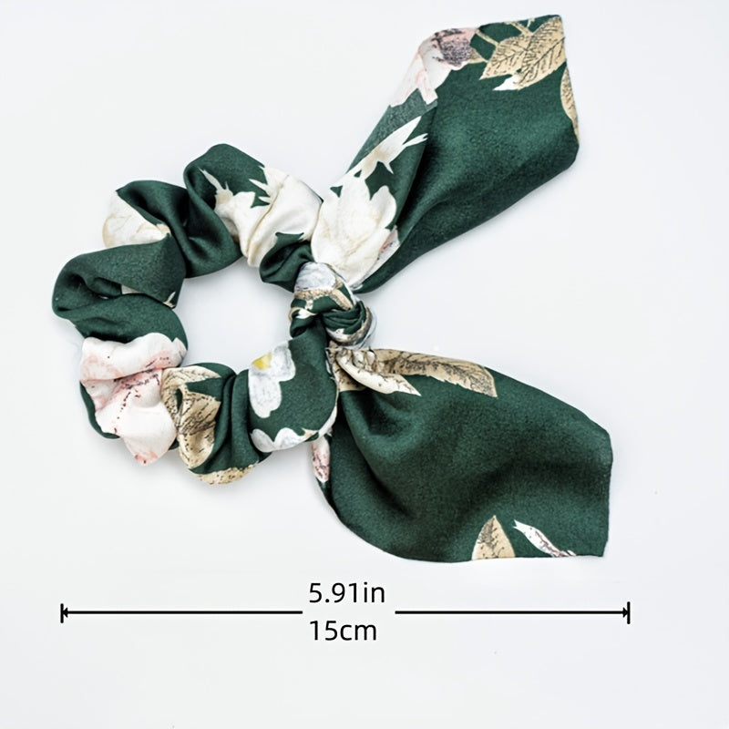 Boho Print Hair Scarf Scrunchies Chiffon Hair Ties Elastic Pack