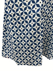 Button Front Allover Print Dress Casual Short Sleeve Dress