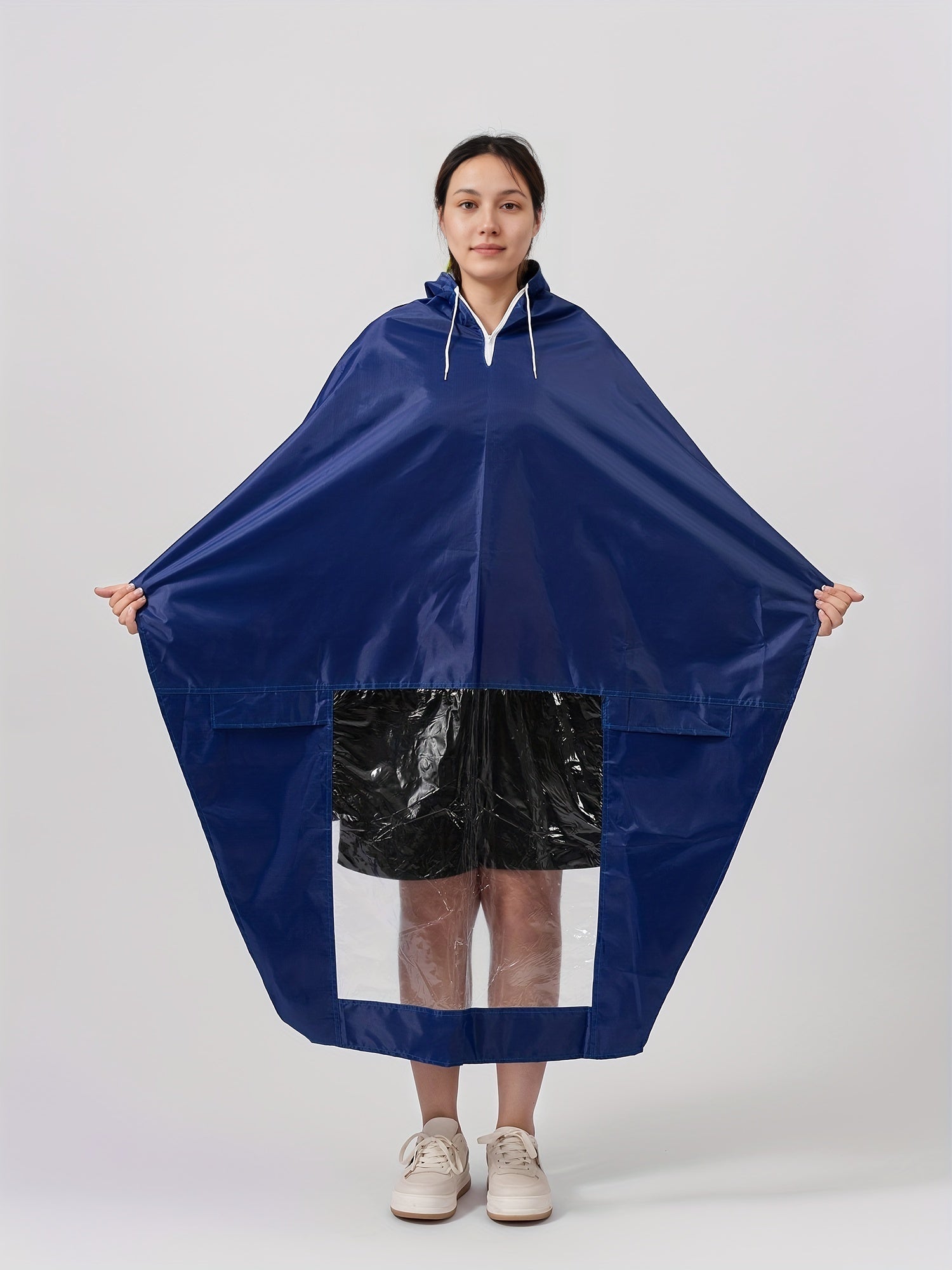 Women's Hooded Rain Poncho Jacket Coat Lightweight Raincoat for Cycling