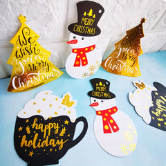 10pcs Bronzing Christmas Greeting Card Small Pendant Decoration