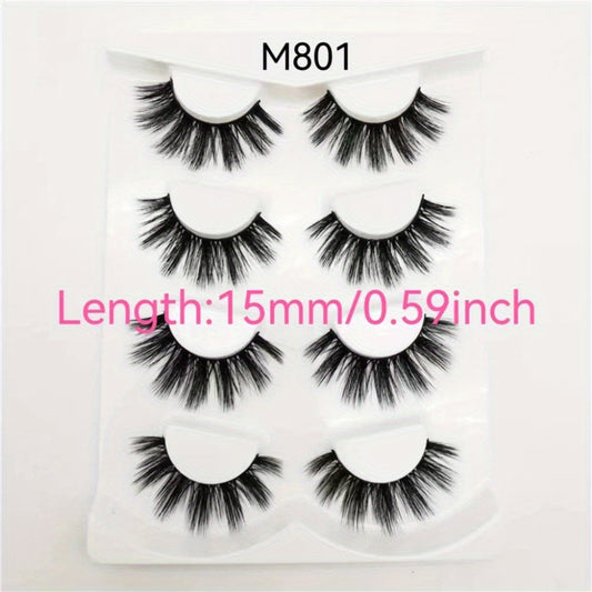 3D False Eyelashes Natural Look Four Pairs Pack