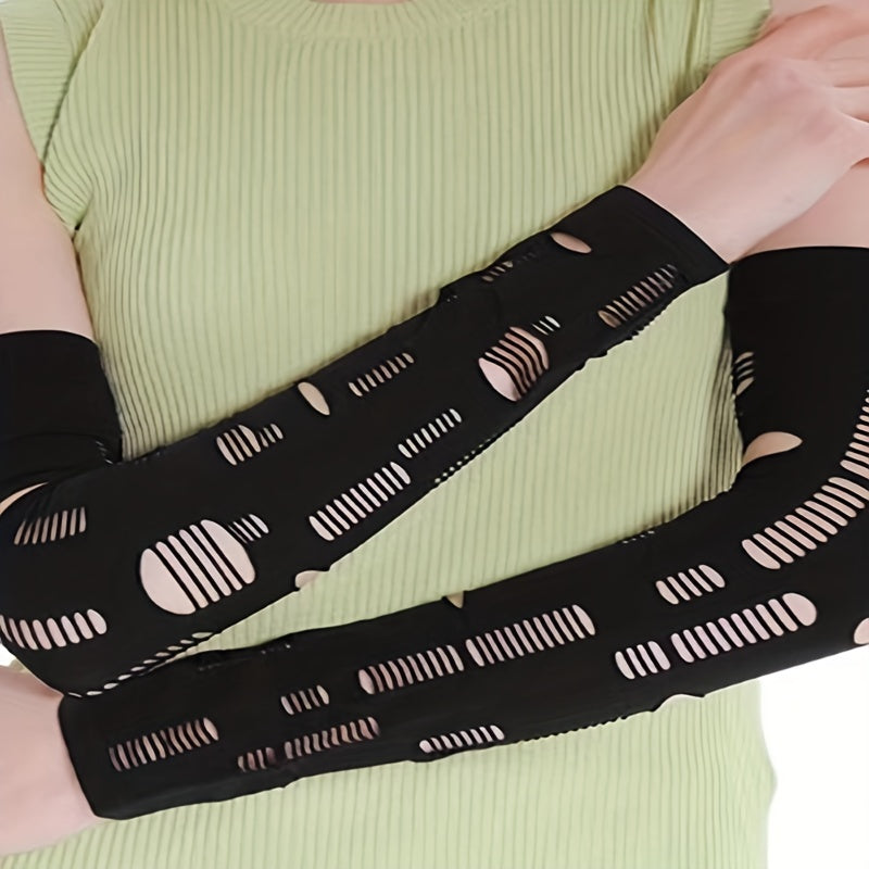Gothic Fingerless Gloves Ripped Y2K Punk Knit Elastic Gloves