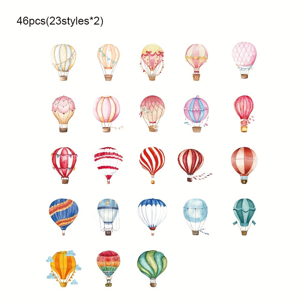 46pcs Hot Air Balloons Box Stickers DIY Hand Account Decoration Scrapbooking