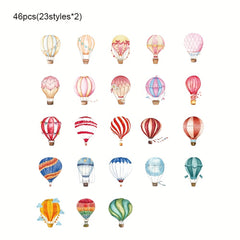 46pcs Hot Air Balloons Box Stickers DIY Hand Account Decoration Scrapbooking