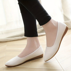 Women's Solid Flat Slip On Soft Shallow Mouth Shoes