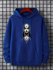 Men's Nun Print Hoodie Casual Long Sleeve Top