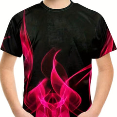Boy's Flame Graphic T shirt Casual Loose Tee For Summer