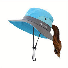 Kids UV Protection Ponytail Sun Hat For Girls