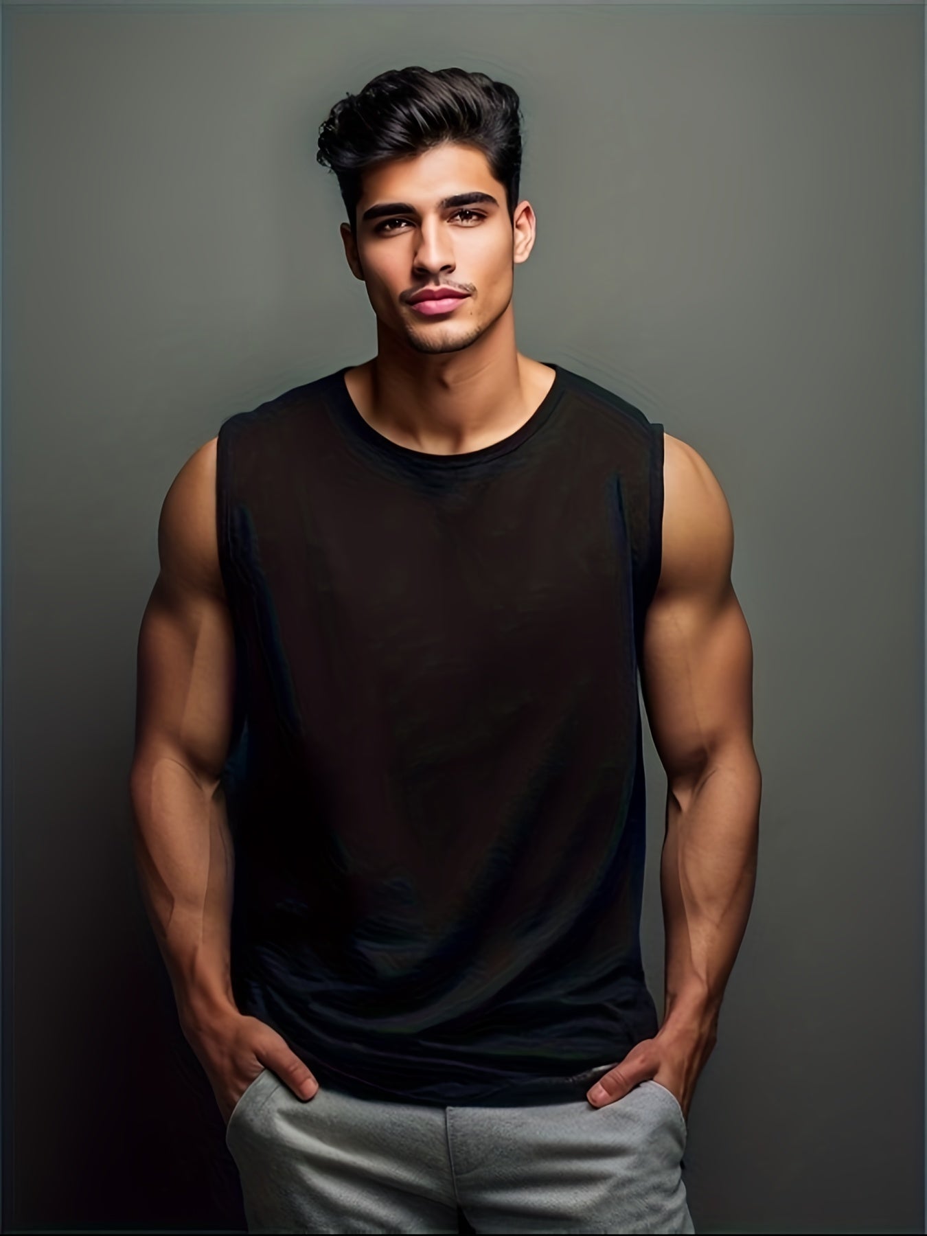 Men's Sleeveless Crew Neck Tank Top for Outdoor Summer