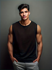 Men's Sleeveless Crew Neck Tank Top for Outdoor Summer