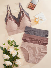 3 Set Wirefree Push Up Bra & Panties Lingerie