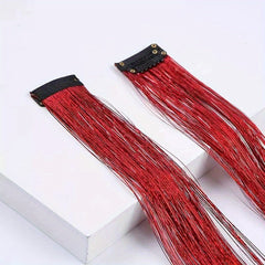 2pcs Colorful Strip Hair Extensions Female Highlights Laser Hair Extensions