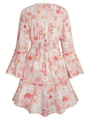 Casual Dress Women's Plus Floral Print Smock Dress