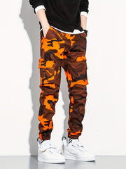 Camouflage Flap Pocket Cargo Pants Slim Fit Jogger Pants