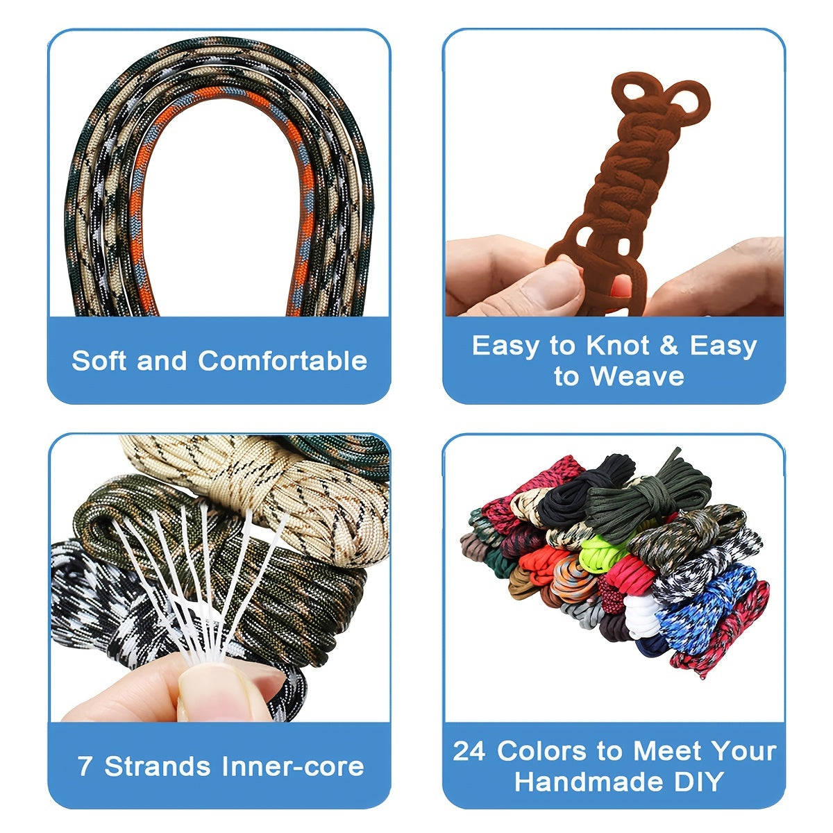 24pcs 24 Colors Multifunctional Survival Rope Dog Leash Clothline