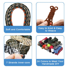 24pcs 24 Colors Multifunctional Survival Rope Dog Leash Clothline