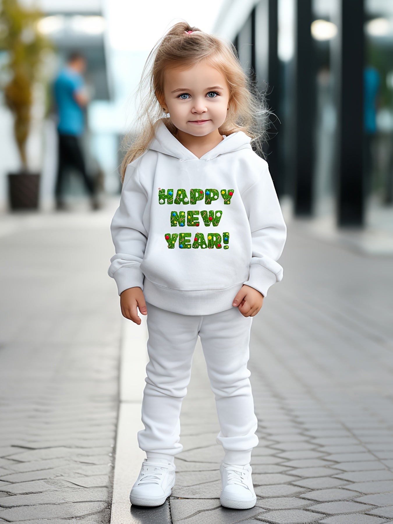 OERYUI Happy Year Hooded Pullover Pants Set for Boys & Girls