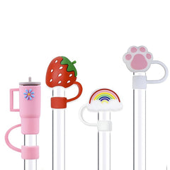 4pcs Reusable Silicone Straw Lids Leakproof Plug for 10mm Straw Cup
