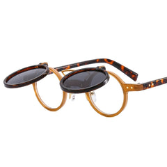 Round Frame Punk Double layer Flip Sunglasses Retro Outdoor Sunshade Decoration