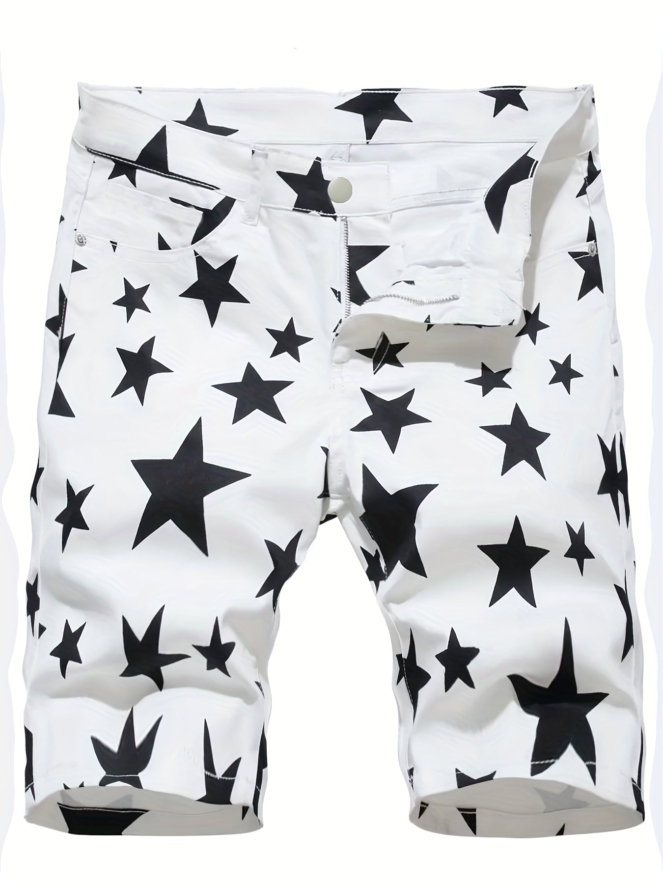 Men's Star Pattern Denim Shorts - Casual Street Style