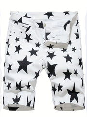Men's Star Pattern Denim Shorts - Casual Street Style