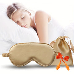 3pcs Set Soft Blackout Eye Mask With Bag & Earplugs