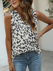 Leopard Print Tank Top V Neck Sleeveless Summer Top Women's Clothing