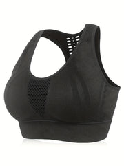 Mesh Full Cover Fitness Bra with Removable Pads
