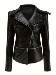 Zip Up Jacket Long Sleeve Lapel Neck Women's Clothing