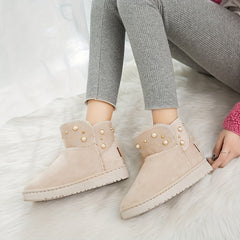 Women's Non-slip Medium Tube Snow Shoes Warm Thick Bottom Ankle Shoes