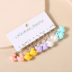 5 Pairs Girls Duck Drop Earrings for Parties and Gifts