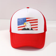 Flag Eagle Trucker Hat Printed Mesh Adjustable Baseball Cap Independence Sun Hat