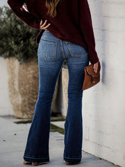 Ombre Button Fly High Rise Flared Leg Jeans