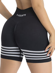 Stripe Workout Shorts High Waist Yoga Biker Shorts