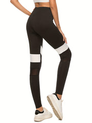 Contrast Mesh Insert Leggings Sporty Skinny Leggings