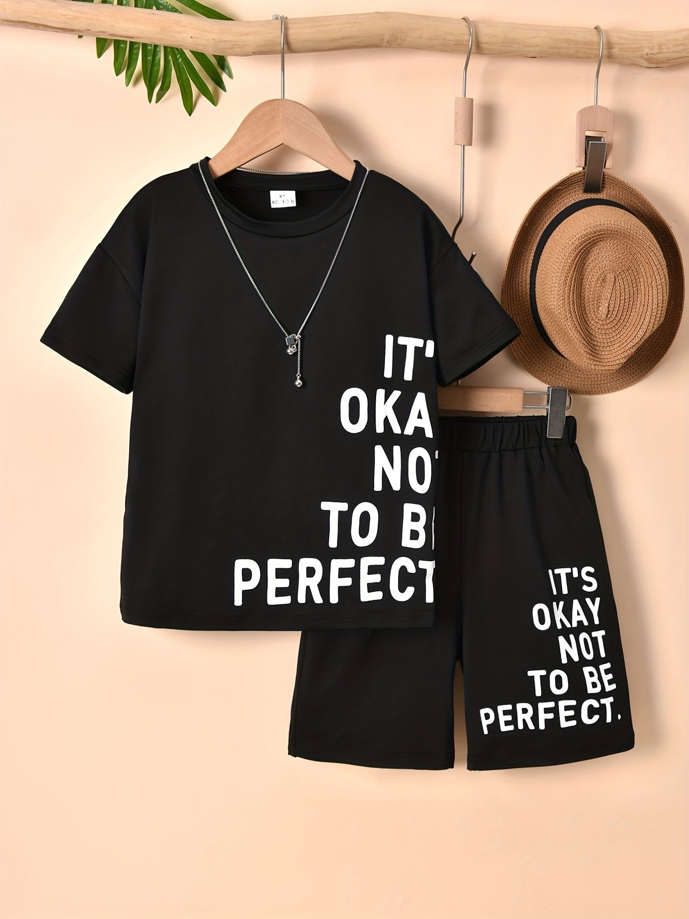 Boys Casual Letter Print T-shirt & Shorts Set - Summer Holiday