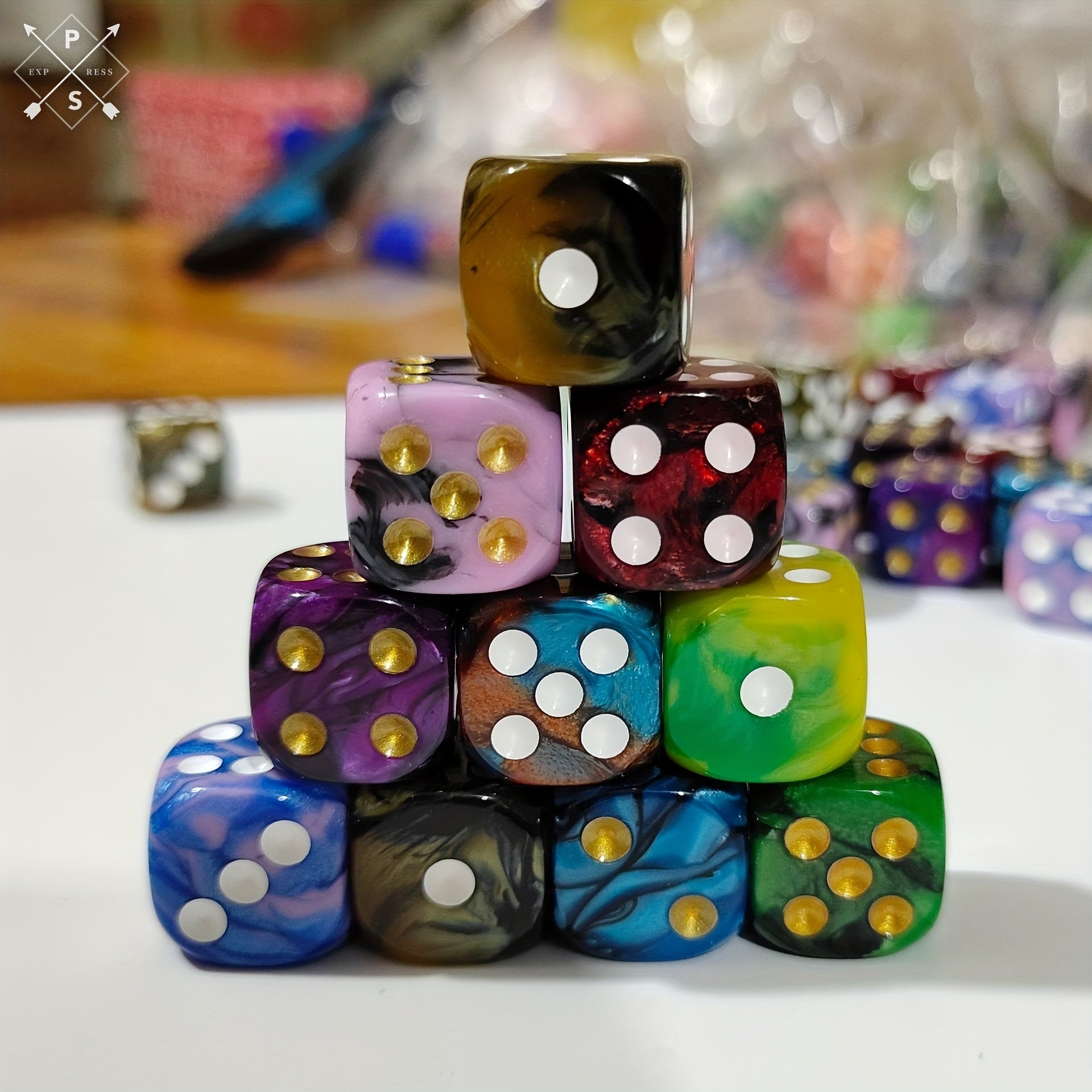 10pcs 16mm Colourful Round Edges Dices For Games Halloween Party Supplies