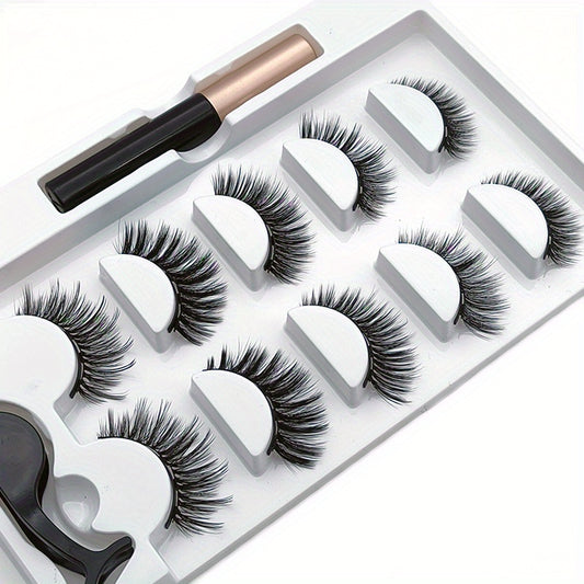 Magnetic Eyeliner & False Eyelashes Set 5 Pairs - Waterproof & Long Lasting