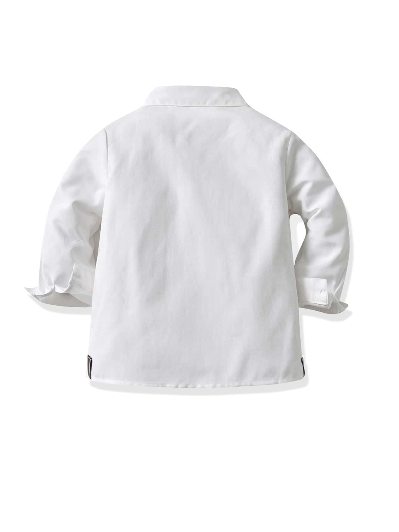 Boys Solid Long Sleeve Button Down Lapel Shirt