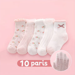 Girls Kids Flowers Pattern Socks Breathable Comfy Socks Spring Summer Children's